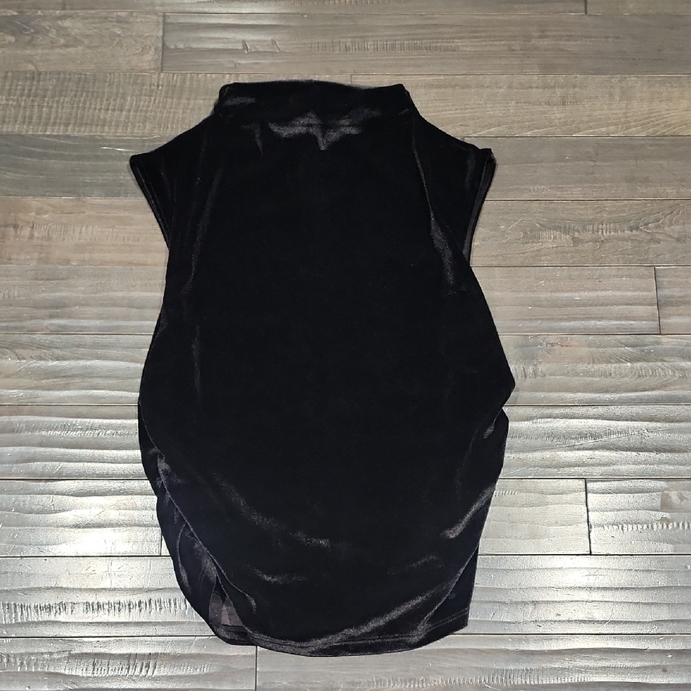 a new day Black Velvet Mock Neck Cap Sleeve Top